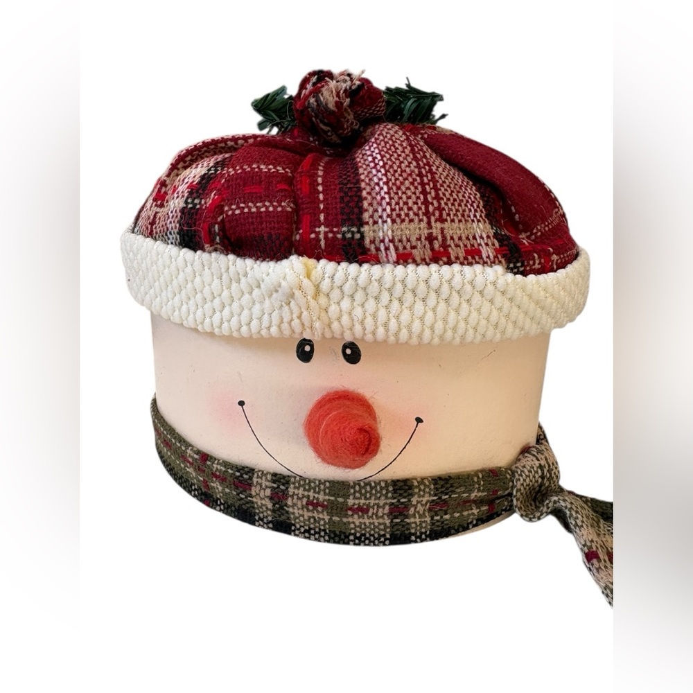Plaid Snowman Hat Holiday Decor, Set of 2